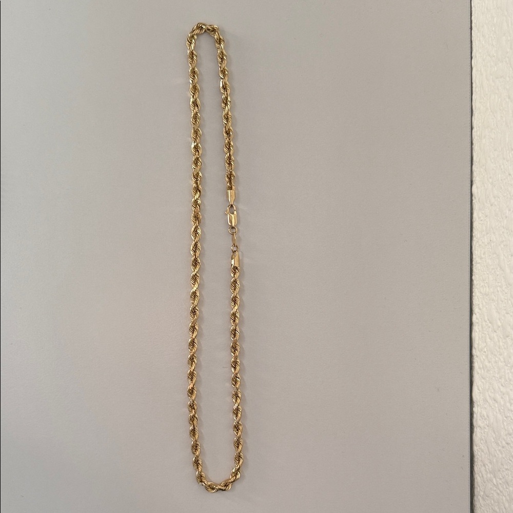 Elegant Gold 14j Rope Chain Necklace, 18 inches